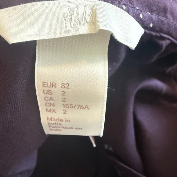 H&M Celestial Print Ruffle Blouse Long Sleeve High Neck Black Gold US 2 NWT - Picture 6 of 9